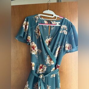 Floral Green Wrap Dress
